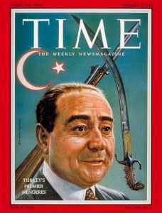PM Adnan Menderes on the cover of Time - and the background is interesting